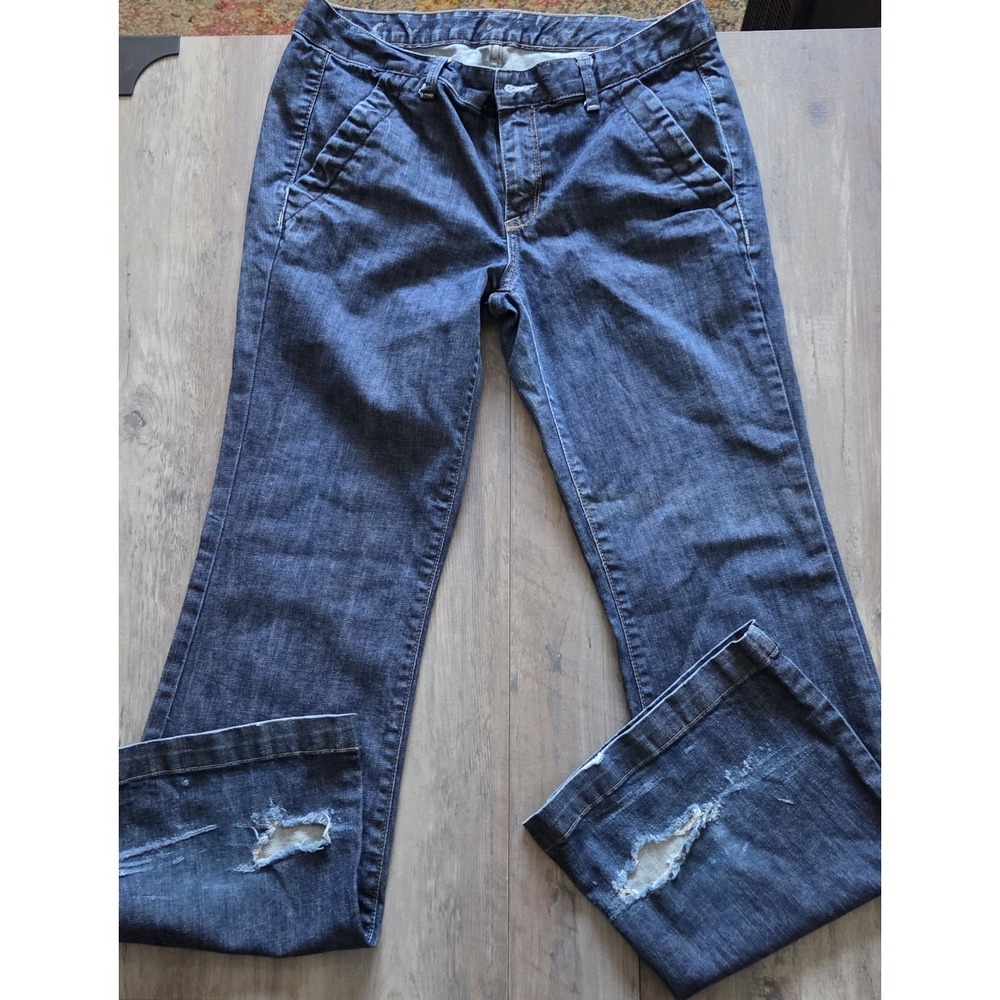 Calvin Klein Dark Wash Bootcut Stetch Denim Jeans Womens Size 31/12-heel Step On